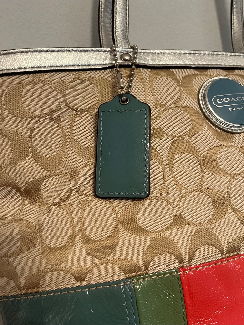 Coach Beige Signature Multi Stripe Tote F17426 - Picture 11 of 15